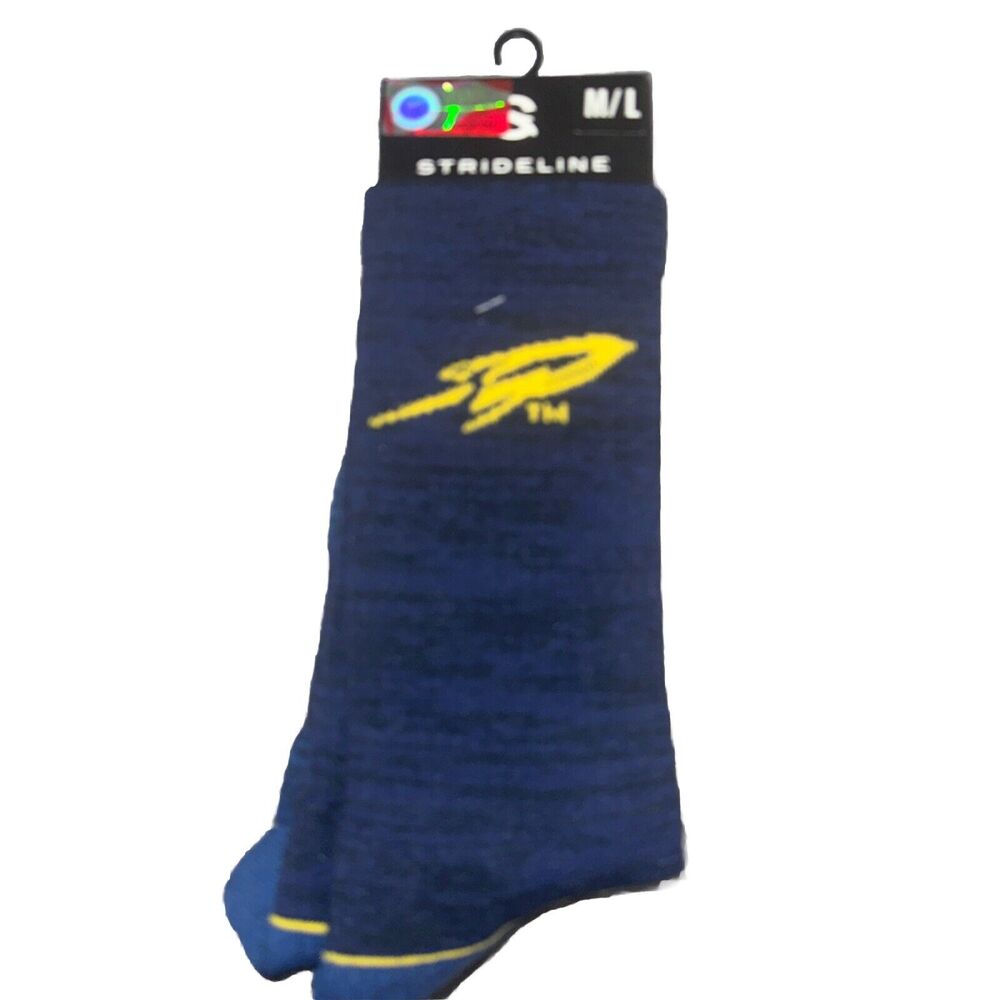 Strideline Mens Single Pair Crew Socks - Toledo Rockets Blue Gold